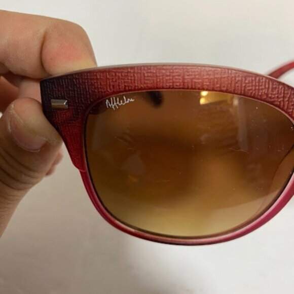 Affliction Red/Brown Gradient Wood Grain Women's Square Sunglasses - Picture 4 of 7